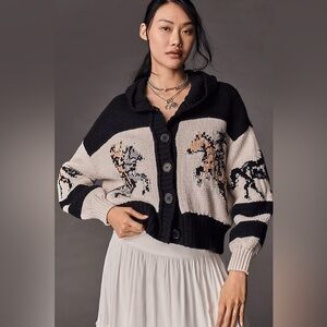 Anthropologie Pilcro Horse Graphic Cardigan Sweater (Size M)